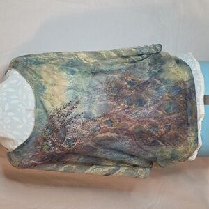 Brittany Black - Blue and Multicolor Artistic Shortsleeve Blouse